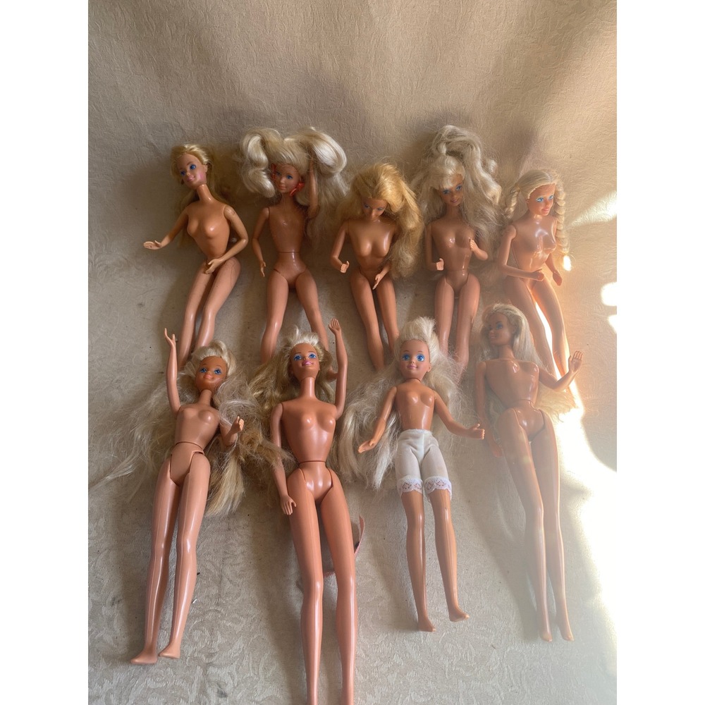 Mattel Barbie Doll Lot 9pc Vintage 80s 90s Blonde Nude Fair Condition Craft OOAK